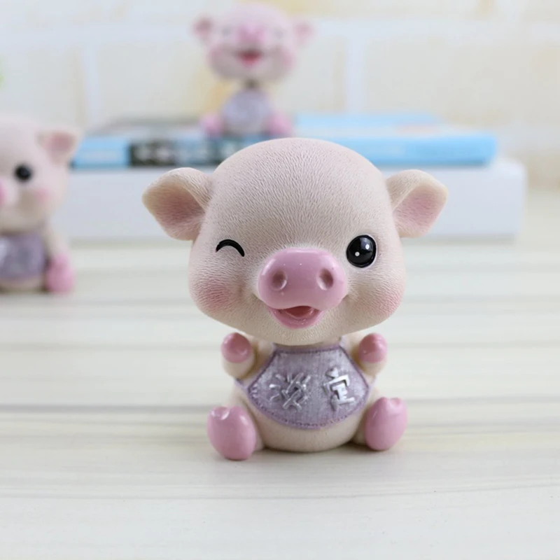 Cute Shaking Head Pig Baby Car Decoration Creative Resin Crafts Birthday Gifts Home Accessories Modern | Дом и сад