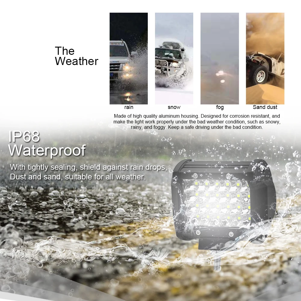 Roadsun 72W фары для 6000 К Автомобильный светодиодный рабочий светильник 12V Светодиодные Автомобильные фары бар внедорожные лампы для трактора 4x4 грузовых автомобилей SUV транспортных средств лодка мотоцикл