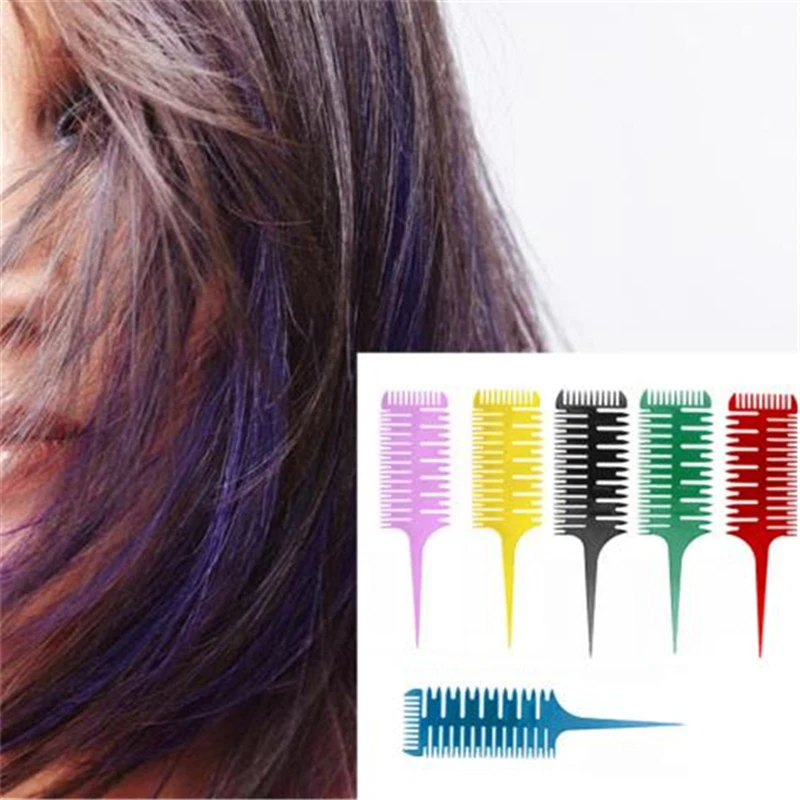 

1PC Barber Salon Style Haircut Comb With Tail Fish Bone Shape Colorful Women Updo Big Tooth Comb Hair Dyeing Tool