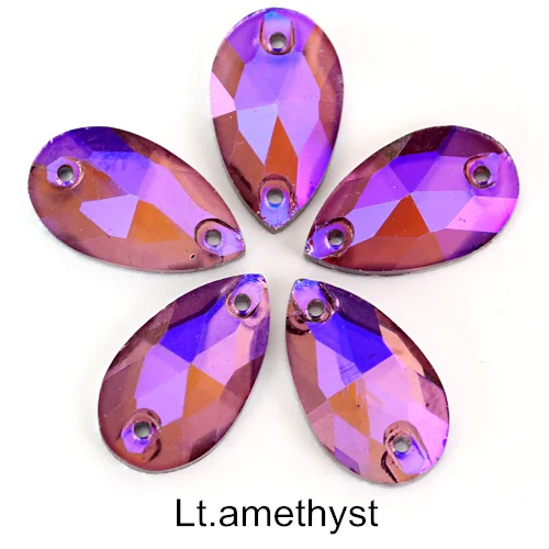 lt-amethyst-ab Красочные каплевидные Хрустальные стеклянные пришивные стразы с плоской задней стороной красные AB пришивные камни каплевидные Стразы для шитья одежды Y1250 - Цвет: lt-amethyst-ab