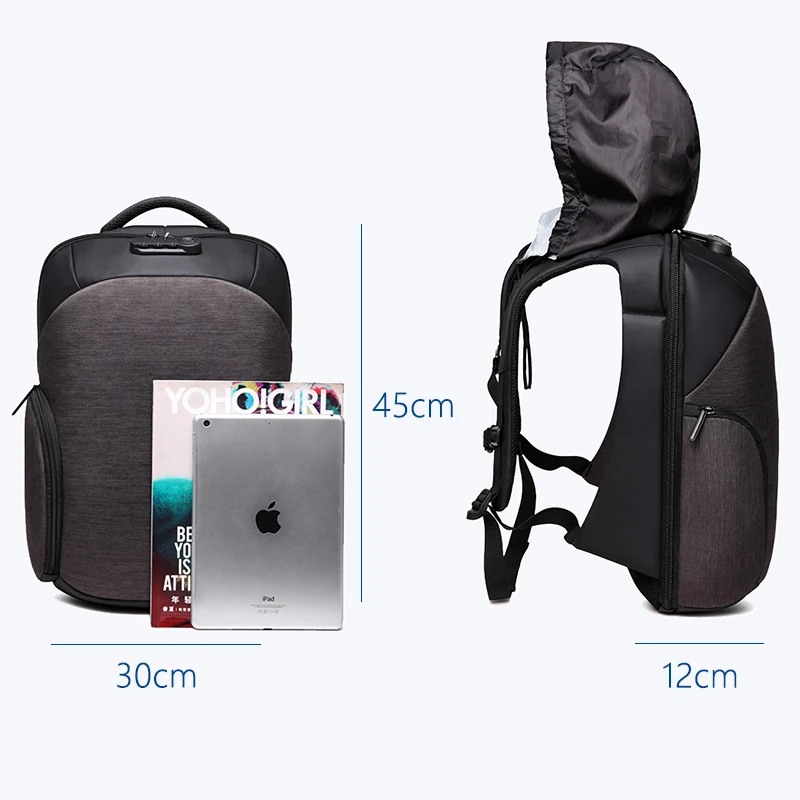 

OZUKO Men's Anti theft Backpack USB Charging 15.6 inch Laptop Backpacks for Teenager Male Waterproof Travel Bag Fashion Mochila