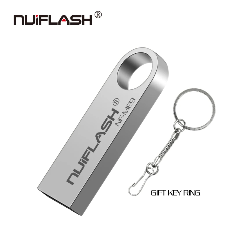 silver Nuiflash USB флеш-накопитель 8 ГБ/16 ГБ/32 ГБ/64 ГБ флеш-накопитель 128 ГБ Флешка флеш-диск USB 2,0 карта памяти USB диск Бесплатный брелок - Цвет: silver