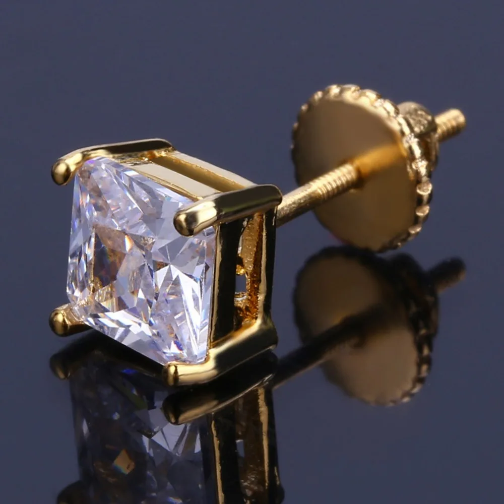 TOPGRILLZ золото/серебро цвет покрытием Iced Out Micro Pave 6 Серебрянное ожерелье с подвеской лаборатория D серьги с закручивающаяся задняя часть хип хоп ювелирные изделия