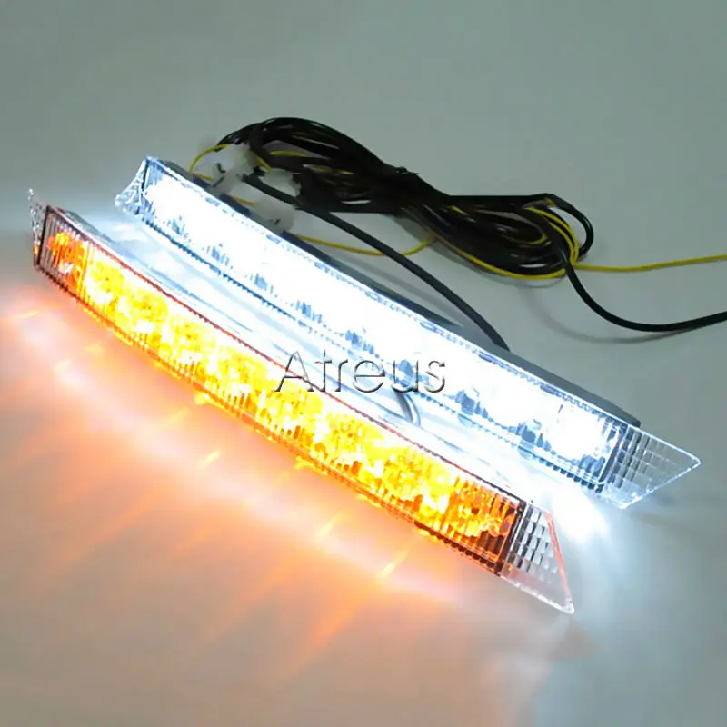 EALEN1Pair автомобиля 12V светодиодный Габаритные огни DRL противотуманный фонарь белый