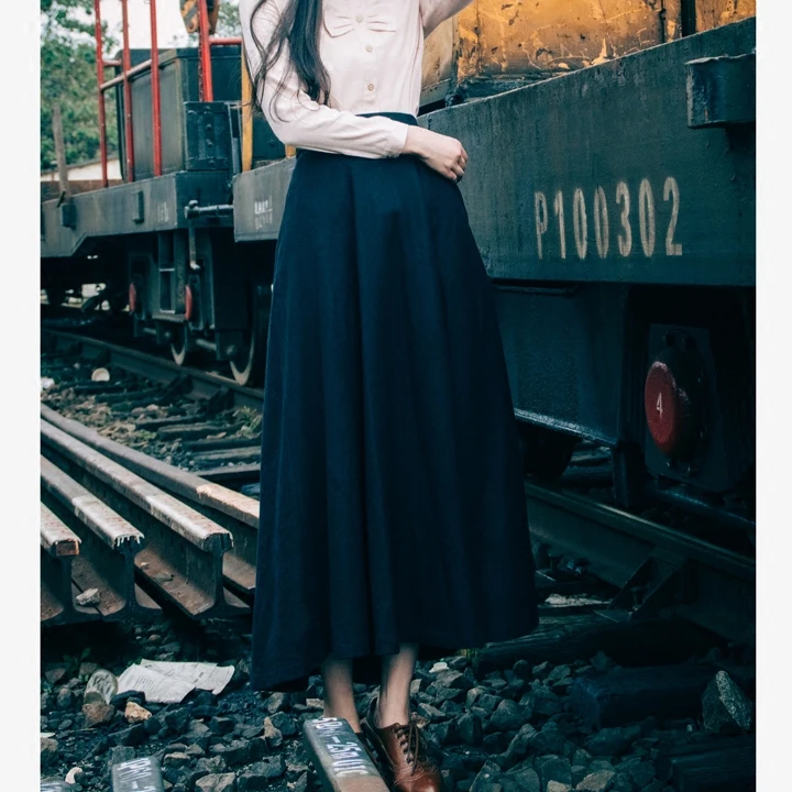 Чистая шерсть и положить мед Хепберн зима юбка элегантный маленькое черное