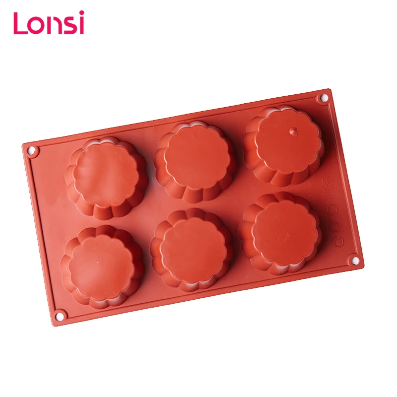 LONSI DIY для ручной работы Силиконовая формы мыла 6 решеток Цветочный Круглый Форма