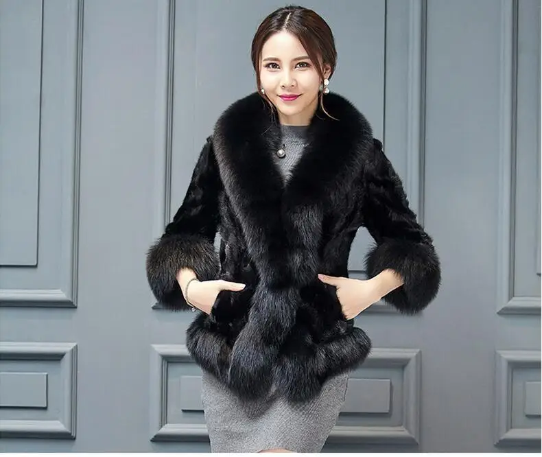 

2017 New S-6XL Winter's Warm Female Fox Fur Short Jacket High Quality Artificial Sable Fox Fur Coat MS Bontjas