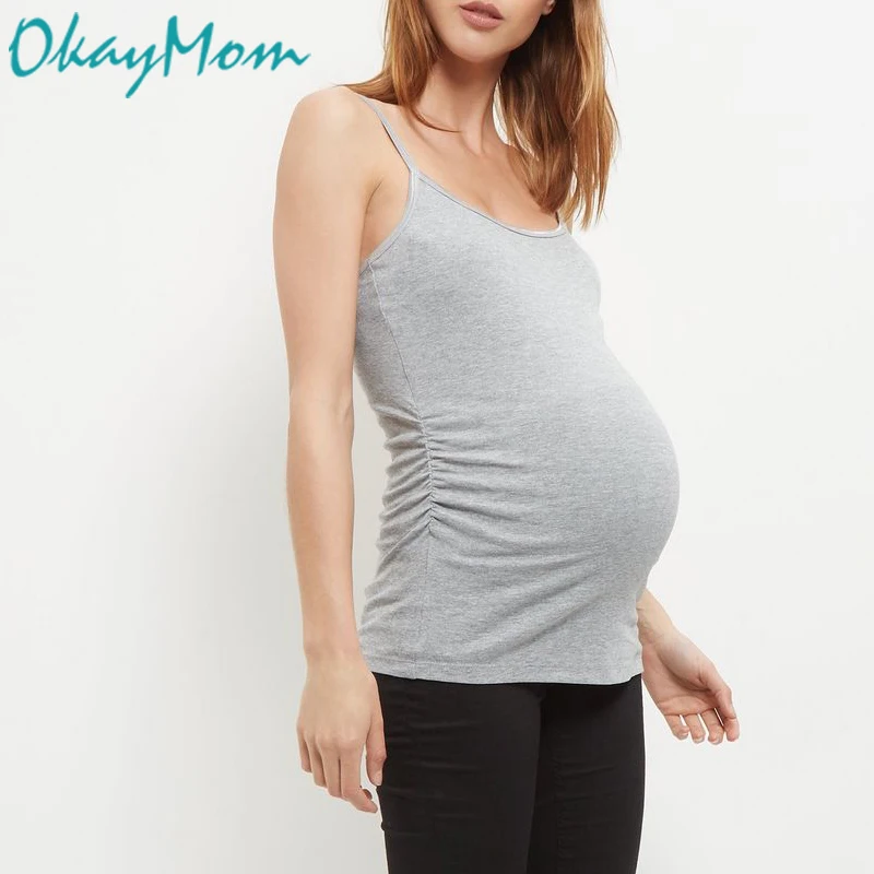 

OkayMom Maternity Cotton t-shirt Clothes Summer Tops Tees For Pregnant Women Black White Pregnancy Wear Tank Camisole Clothing