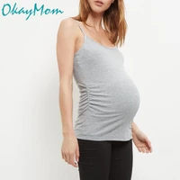 okaymom maternity cotton t shirt clothes summer tops tees for pregnant women black white pregnancy wear tank camisole clothing