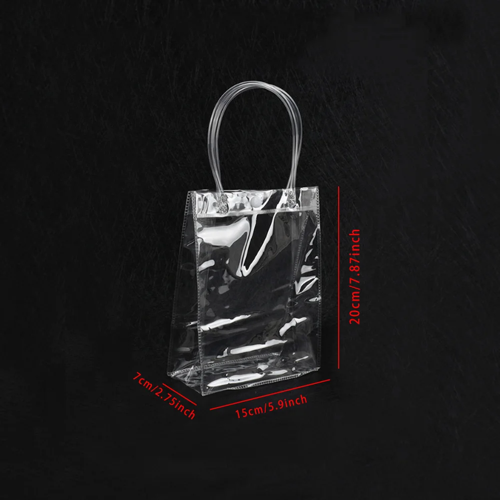 

1pc DIY Clear Tote Bag PVC Transparent Shopping Bag Hasp Casual Elegant Handbag Storage Gift Bags High Quality 5 Size Gifts Gift