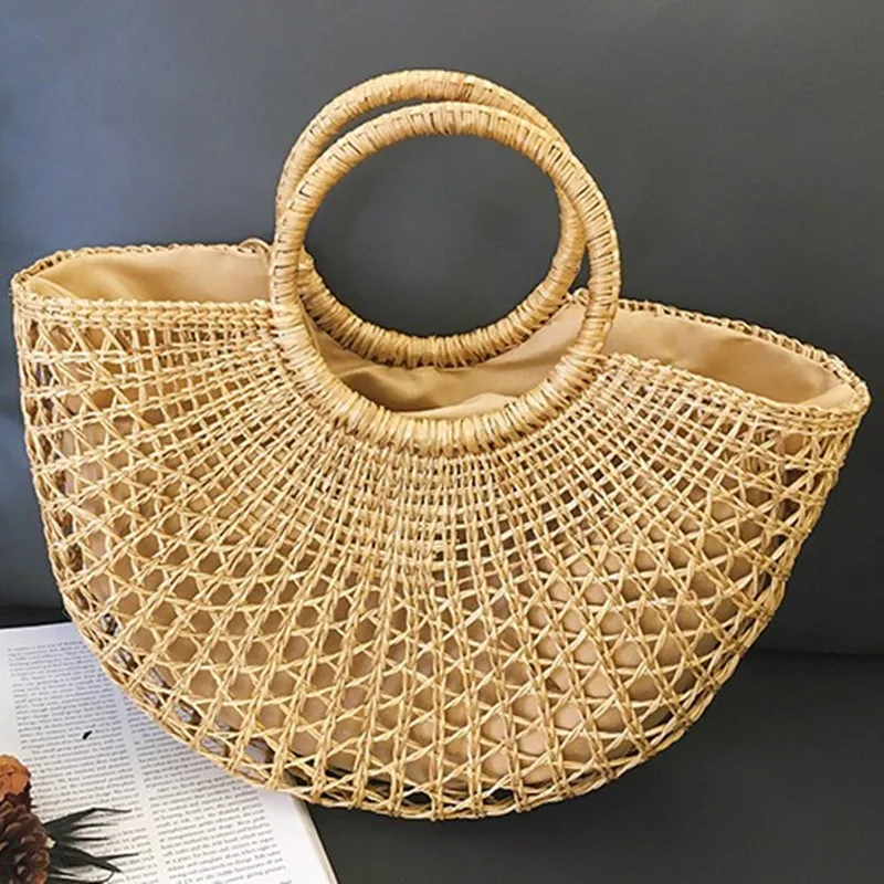 Летняя новая пляжная сумка для женщин модная дизайнерская полукруглая