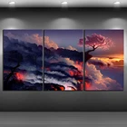 Картина на холсте, домашний декор, 3 шт., обгоревшая лава, пейзаж, вишневый цвет, закат, цветение, настенное искусство, модульные картины