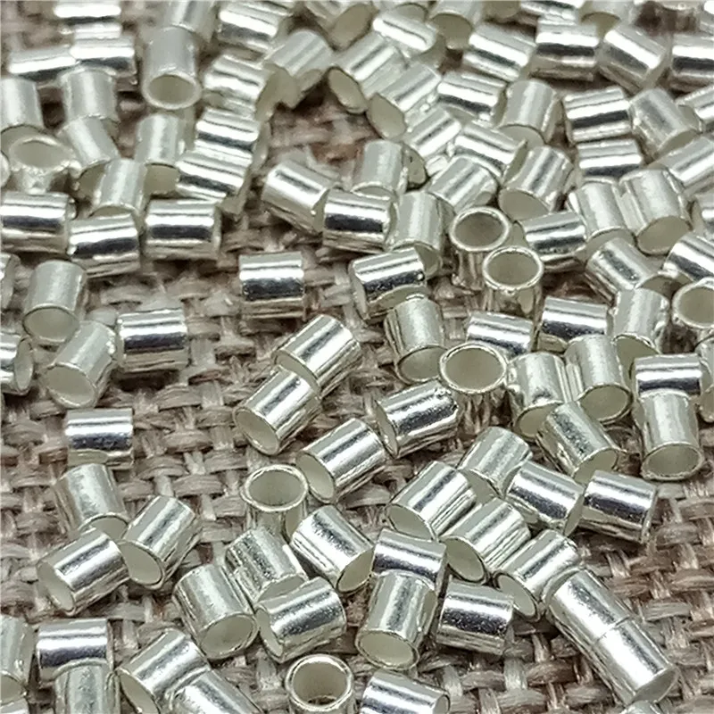 100 штук 925 пробы серебро обжимные клещи трубки бусины крошечные прокладки 1 2 мм 5