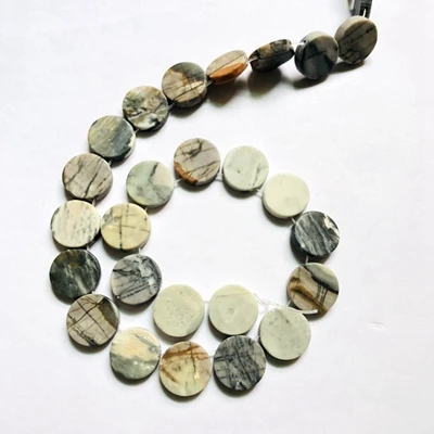 15mm 1str 1 нитка из натурального камня Пикассо Jaspe r, круглые бусины для монет, боковое просверливание для драгоценного камня, колье, изготовление ювелирных изделий, 13 дюймов/Str - Цвет: 15mm 1str