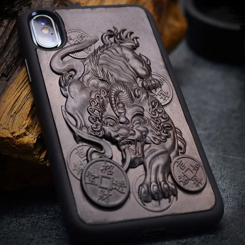 Чехол для iPhone XR X XS Max черное дерево 3D стерео тиснение резная деревянная Задняя накладка чехла из ТПУ для iPhone 6 6s 7 8 plus