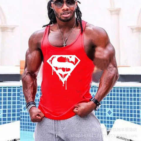 Professional bodybuilding fitness men's cotton deep digging type vest loose sports | Мужская одежда