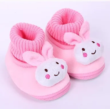 Детская обувь без шнуровки с объемным рисунком кролик милые туфли из флока для