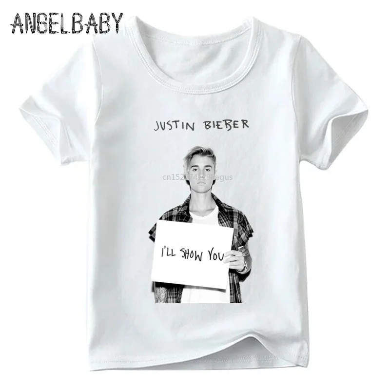 

Boys and Girls Hip Hop Justin Bieber Print T shirt Kids Summer Short Sleeve Tops Children Casual White T-shirt,ooo2236