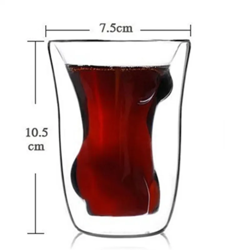 Прозрачные стеклянные хрустальные мужские и женские кружки в форме тела