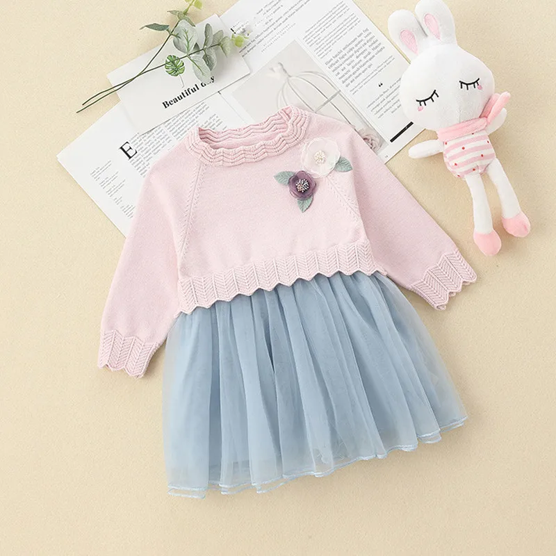 

kids clothes party princess birthday baby girls dress autumn sweater dresses ball gown with flowers
