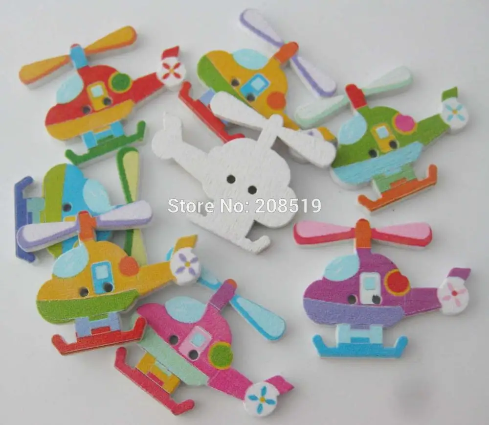 WBNOGK Helicopter children buttons handmade Toy decoration wood button 150pcs mix colors | Дом и сад