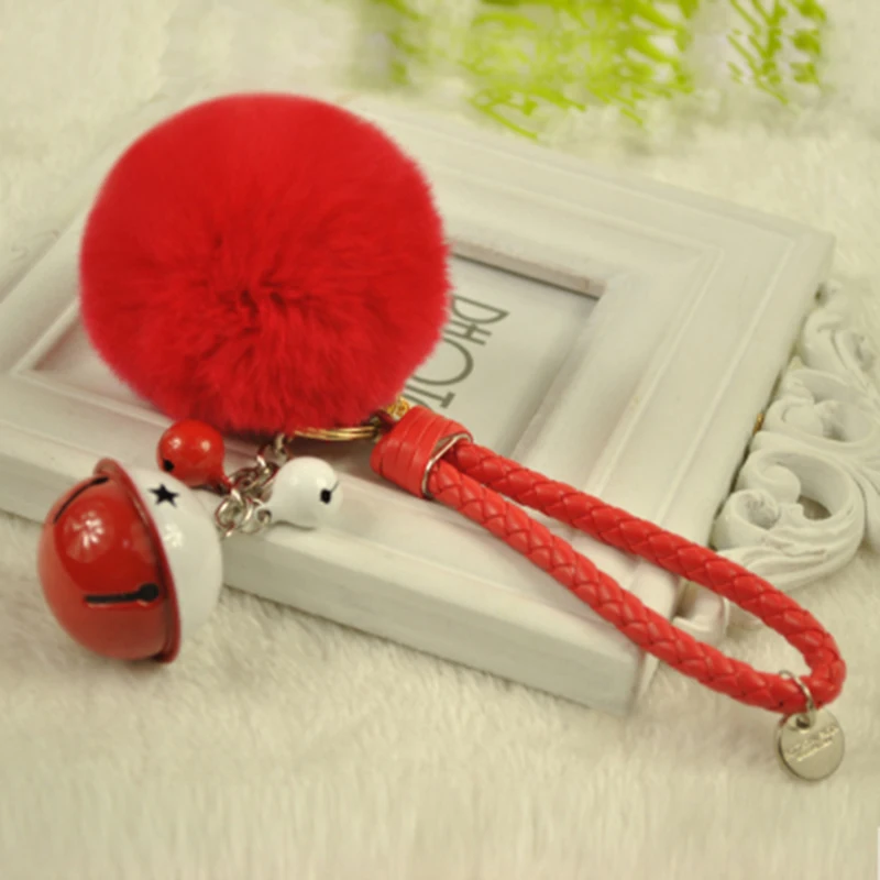 Брелок для ключей с меховым помпоном 8 см пушистый металлический брелок кроликом