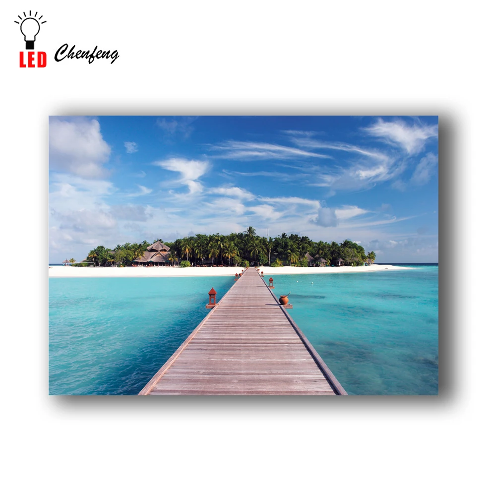 Светодиодные холсты живопись Maldives праздничный отдых с дачей морской пейзаж картина Настенный декор плакат и печать светильник большой размер