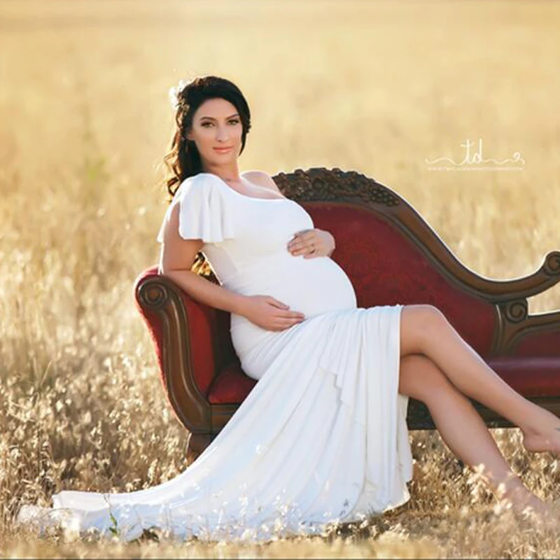 

Ruffles Pregnancy Dress Photography Maternity Dresses For Photo Shoot Clothing For Pregnant Women Maternity Photography Props