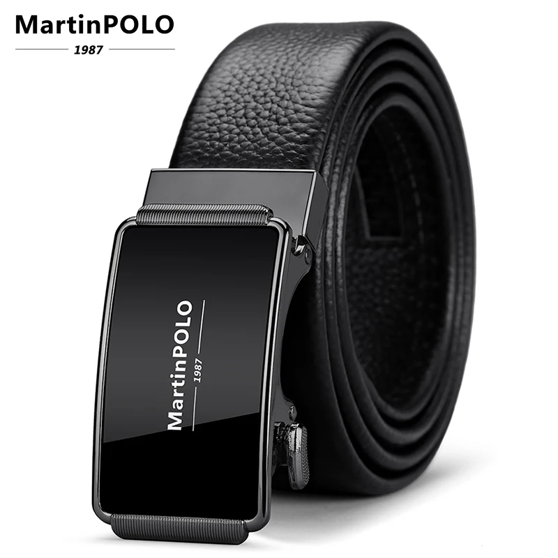 MP02001P-gray Бренд MartinPOLO, модный ремень из натуральной кожи с автоматической пряжкой черного цвета, мужские ремни из коровьей кожи, ремни для мужчин, Ширина 3,5 см, MP02001P - Цвет: MP02001P-gray