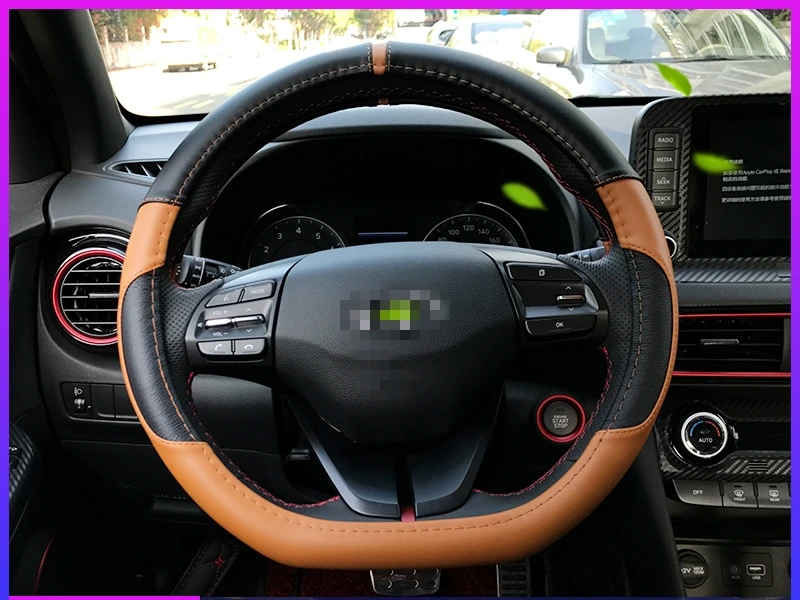 Оплетка на руль мягкая кожаная оплетка для Hyundai Kona 2015 2020|Хромирование| |