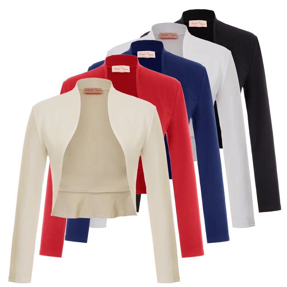 BP Дамы Винтаж с длинным рукавом открытый передний гофрированный подол хлопок