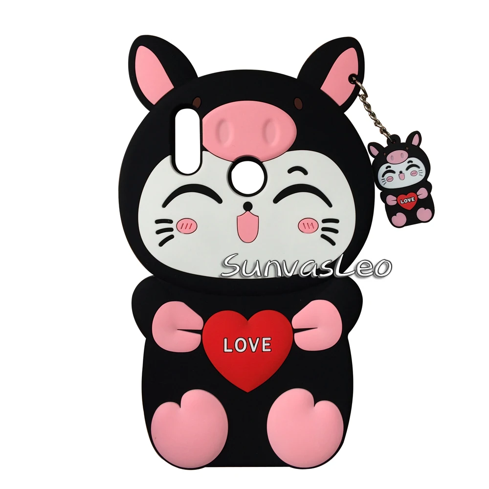 Blacl Love Lucky Cat Для huawei Y9 3D Мягкий силиконовый чехол с милыми мультяшными животными чехол для задней панели сотового телефона Оболочка чехол s для huawei Honor 8X - Цвет: Blacl Love Lucky Cat