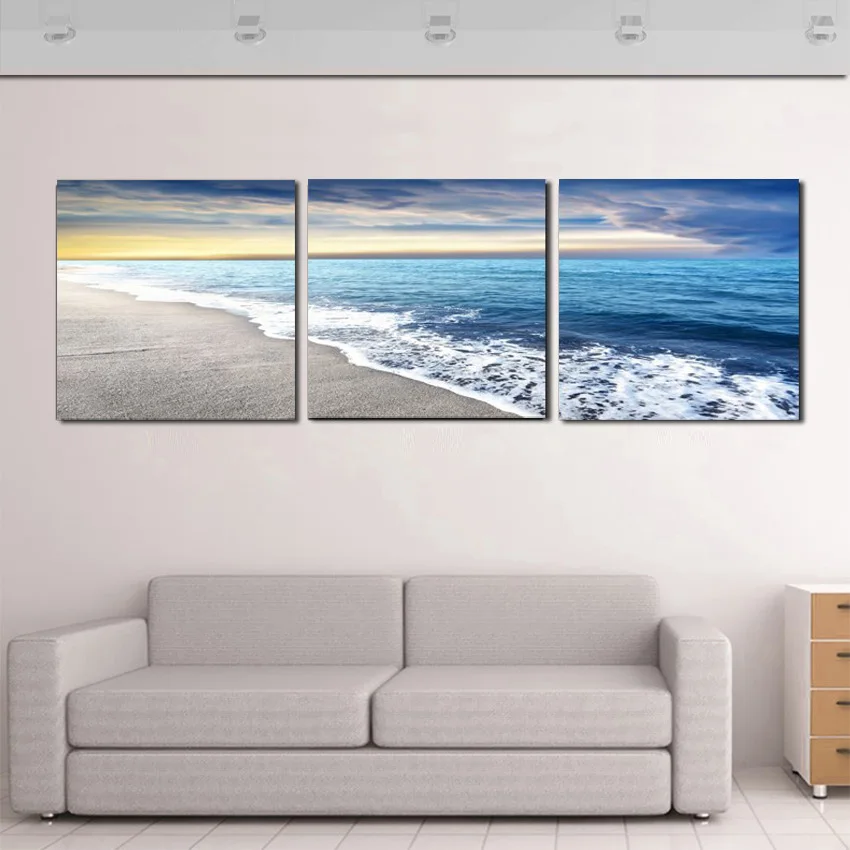 

Canvas HD Printing Pictures For Living Room Home Decor 3 Pieces Dusk Beach Seascape Paintings Modular Wall Art Poster Framework
