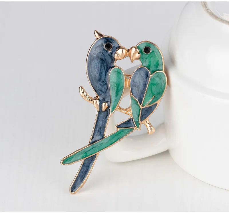 Lovebirds любовник с двумя птицами Броши для женщин эмаль посвященная брошь для пар брошь с попугаями булавка Имитация жемчужное животное ювелирные изделия