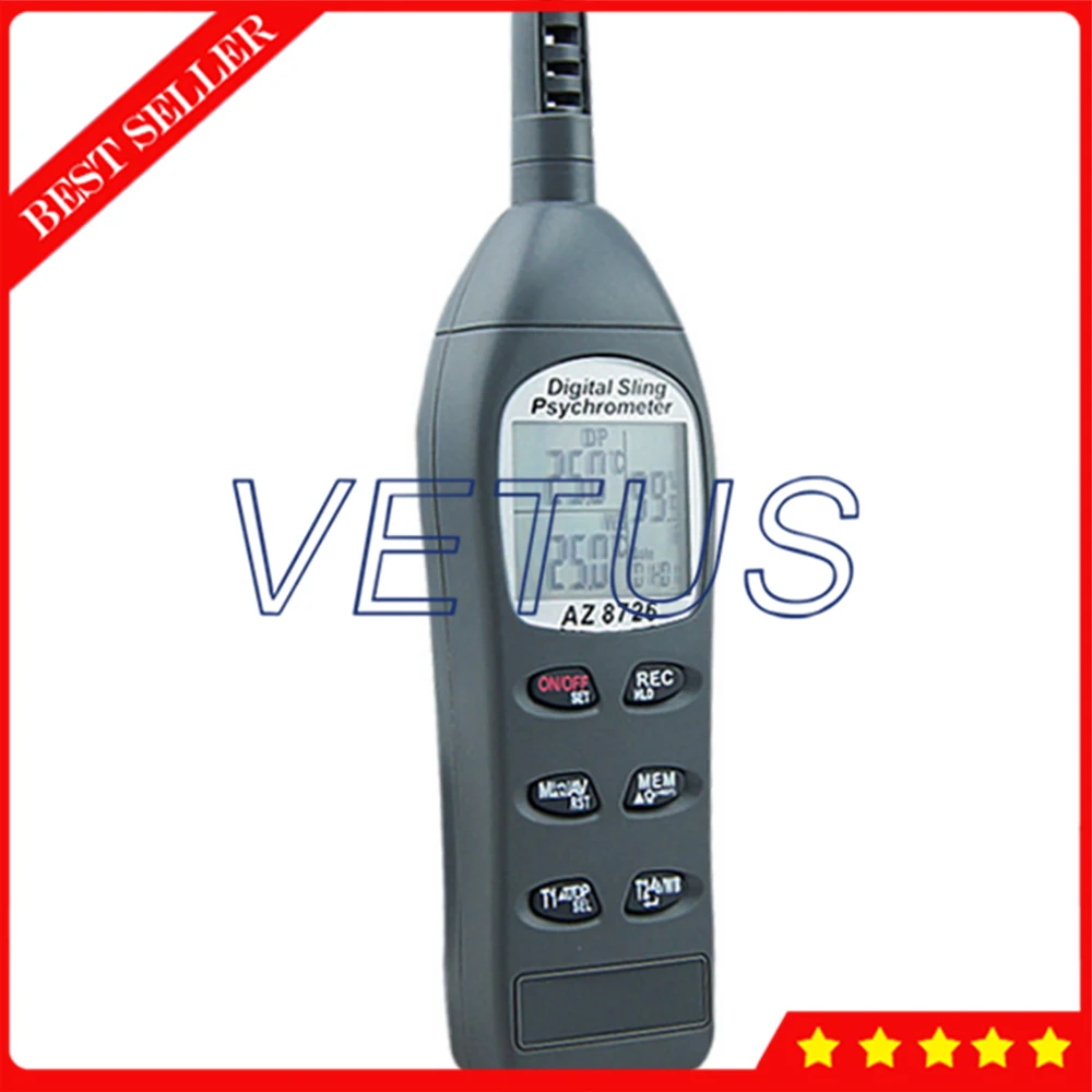 AZ8726 цифровой Psychrometer точки росы измерительный Гигрометр-зонд/DP/WBT/память |