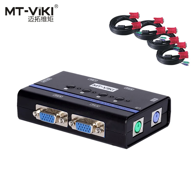 MT-Viki KVM переключатель 4 порта VGA PS/2 автоматическое сканирование Hotkey Plug and Play Sup порт
