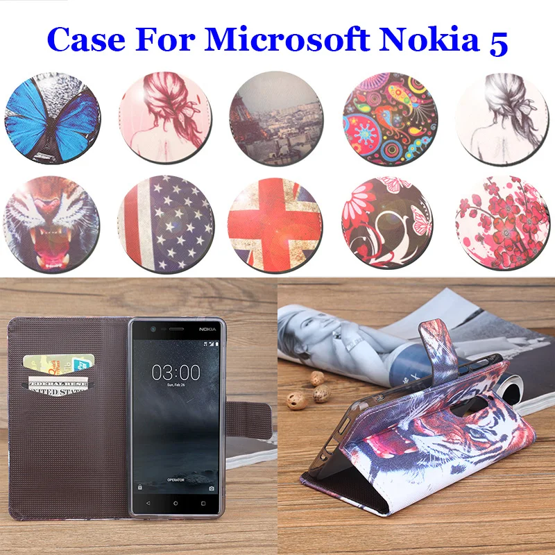 5.2 &quotвлево вправо роспись высокое качество для Microsoft Nokia 5 чехол искусственная
