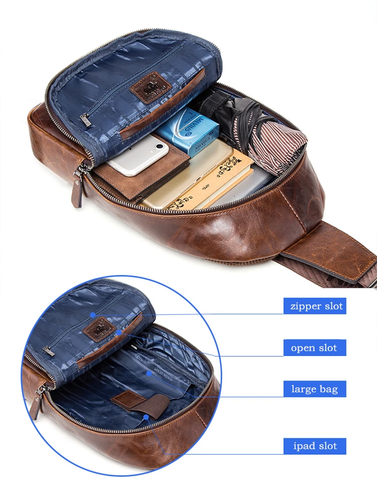 BISON DENIM Мужская нагрудная сумка из натуральной кожи, винтажная сумка на плечо из коровьей кожи, брендовая мужская сумка-мессенджер W2445
