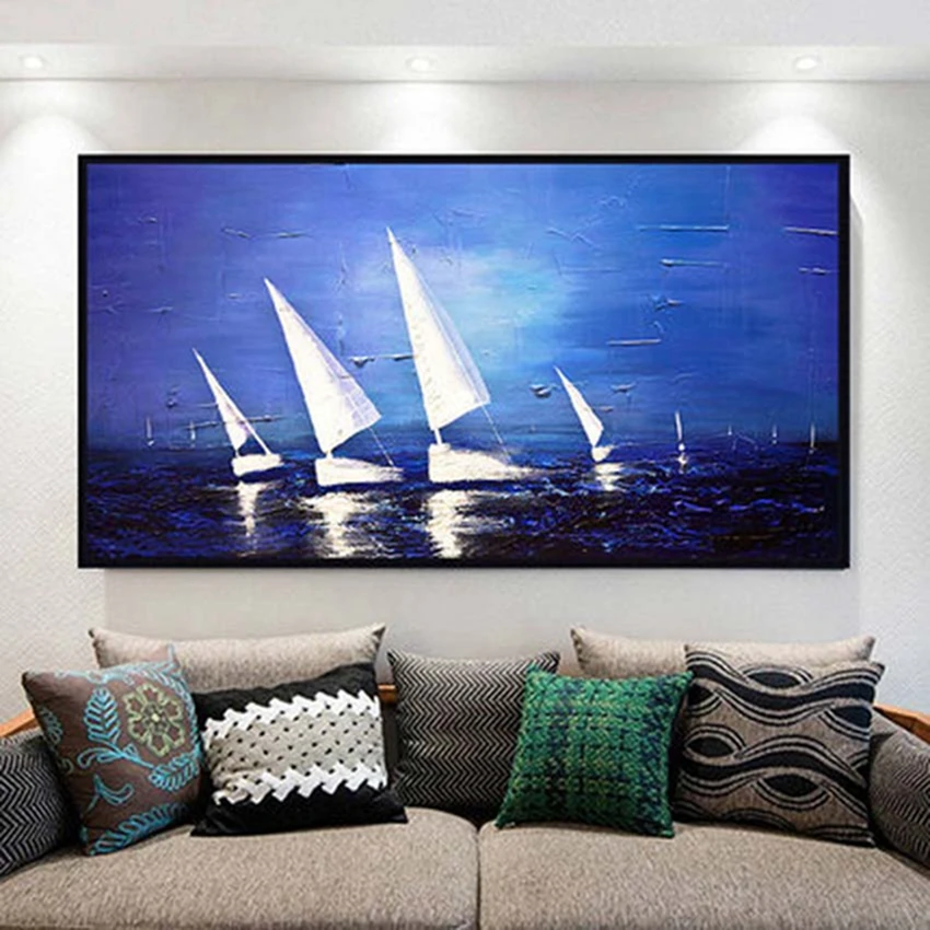 Нож с абстрактной Росписью абстрактный морской пейзаж картина маслом Ручная