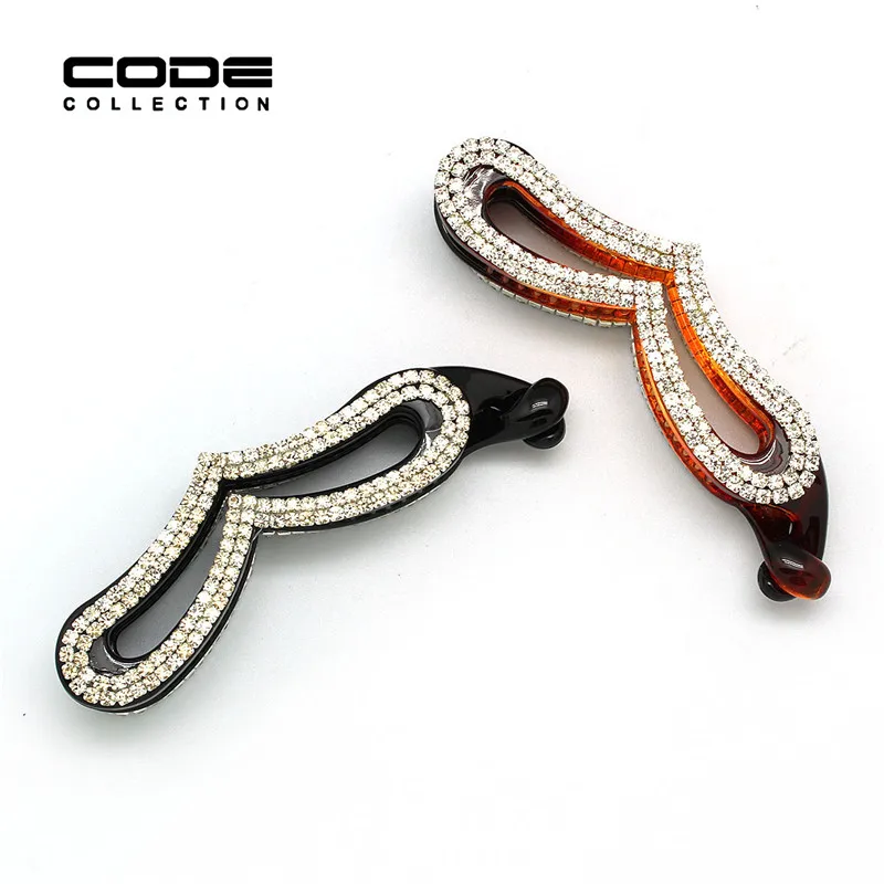 

2018 Luxury Full Crystal Banana Hair Clip Heart Shape Barrettes For Women Hair Ornament Shining Hair Accessories Girl Clamp