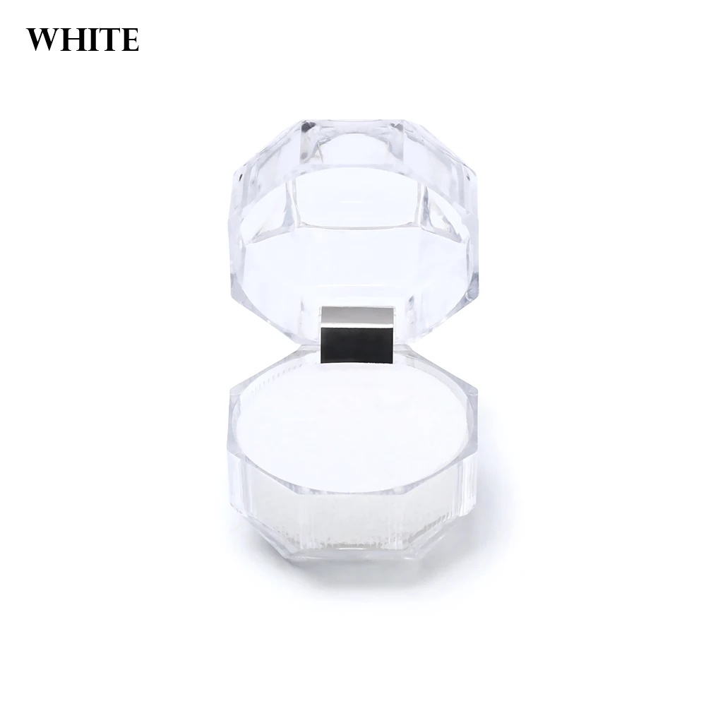 white 1 шт. прозрачная акриловая Хрустальная коробочка для кольца для хранения сережек чехол-органайзер для свадебных ювелирных изделий посылка коробки 3 цвета - Цвет: white
