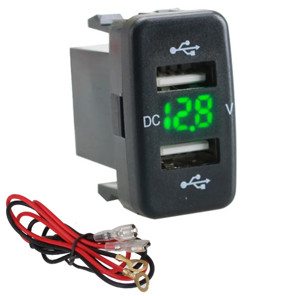 Green 12 V-24 V Автомобильное зарядное устройство для сигарет розетка машинный 4.2A с двумя портами USB порт паз зарядного устройства гнездовой разъем питания вольтметра для Toyota Лидер продаж - Название цвета: Green