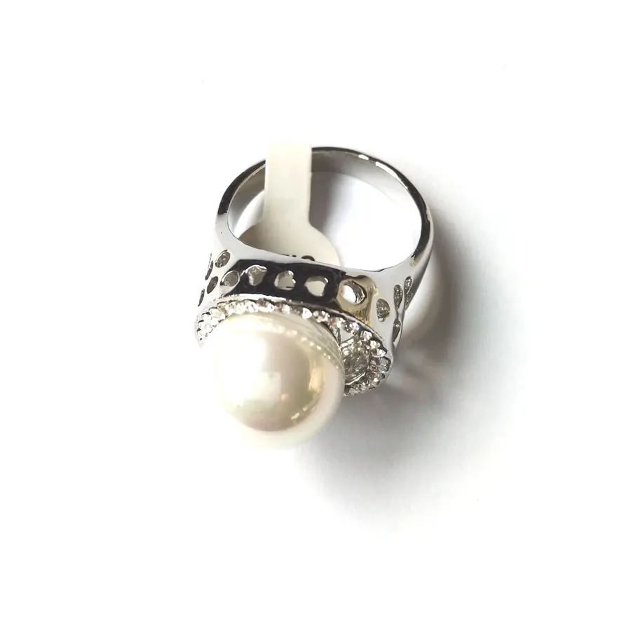 AOLOSHOW модное кольцо большого размера с жемчугом для женщин/мужчин обручальное