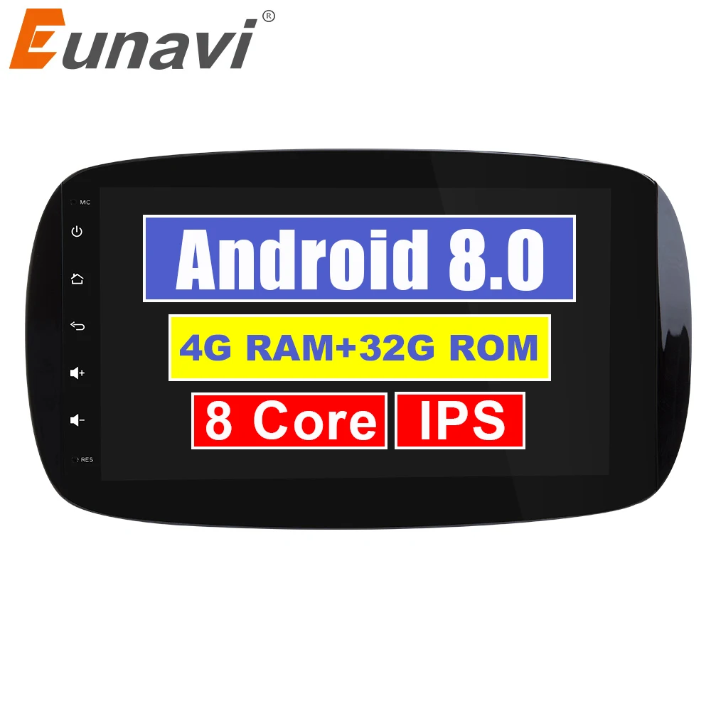 Eunavi 1 Din Восьмиядерный 9 ''Android 8 0 автомобильный радиоприемник стерео 4G ram