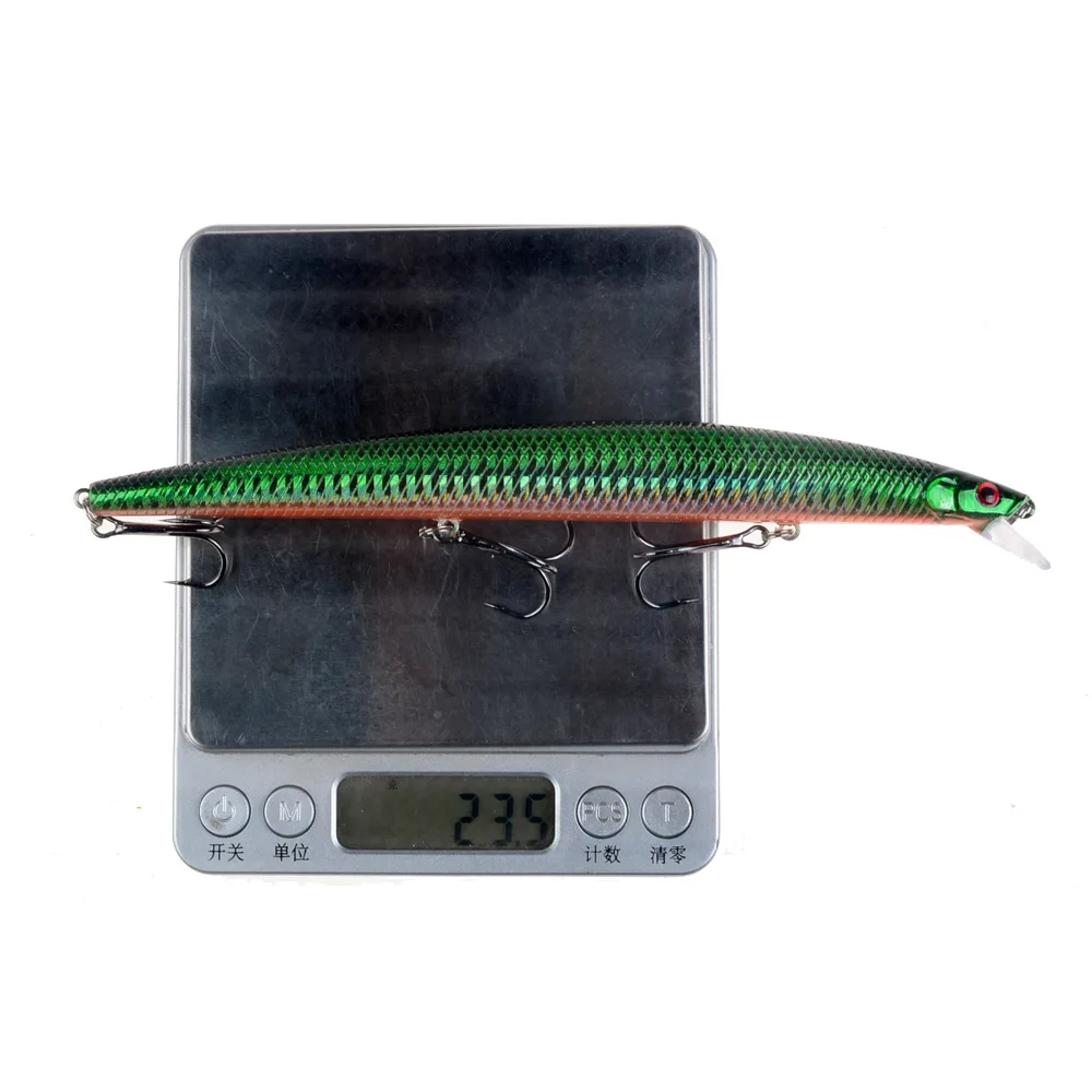 Best selling 1pcs 18cm 24g big long fish Minnow sea fishing lure bait 3D eyes Strong hooks lures for sea fishing