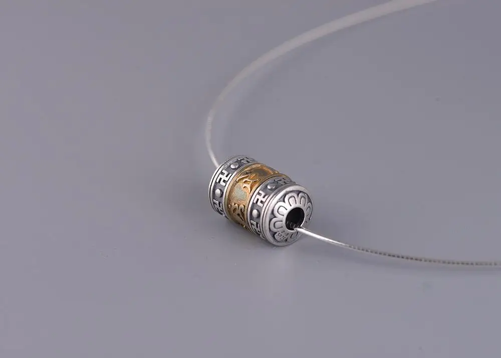 100% Серебро 925 пробы тибетская пословица из шести слов буддистская бусина Ом Мани