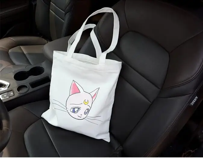 

1 piece Cute Cartoon Cat head Handbag Womens Canvas Bags Female Large Capacity Travel Shoulder Bag