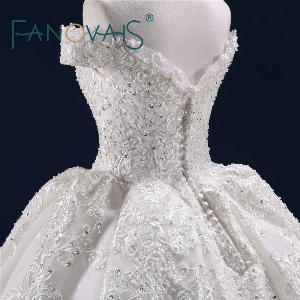 Luxury Wedding Dress Full Beading Lace Bridal Gowns With Long Train Sequin Beads Pearls Vestido de Novia Wedding Dresses
