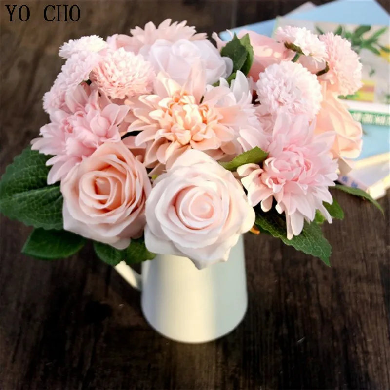 10 цветочных головок искусственные розы букет для дома вечерние искусственный