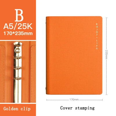 B1 orange Кожаный переплетный спиральный офисный бизнес-блокнот высокого качества с 6 отверстиями дневник модный планировщик - Цвет: B1 orange